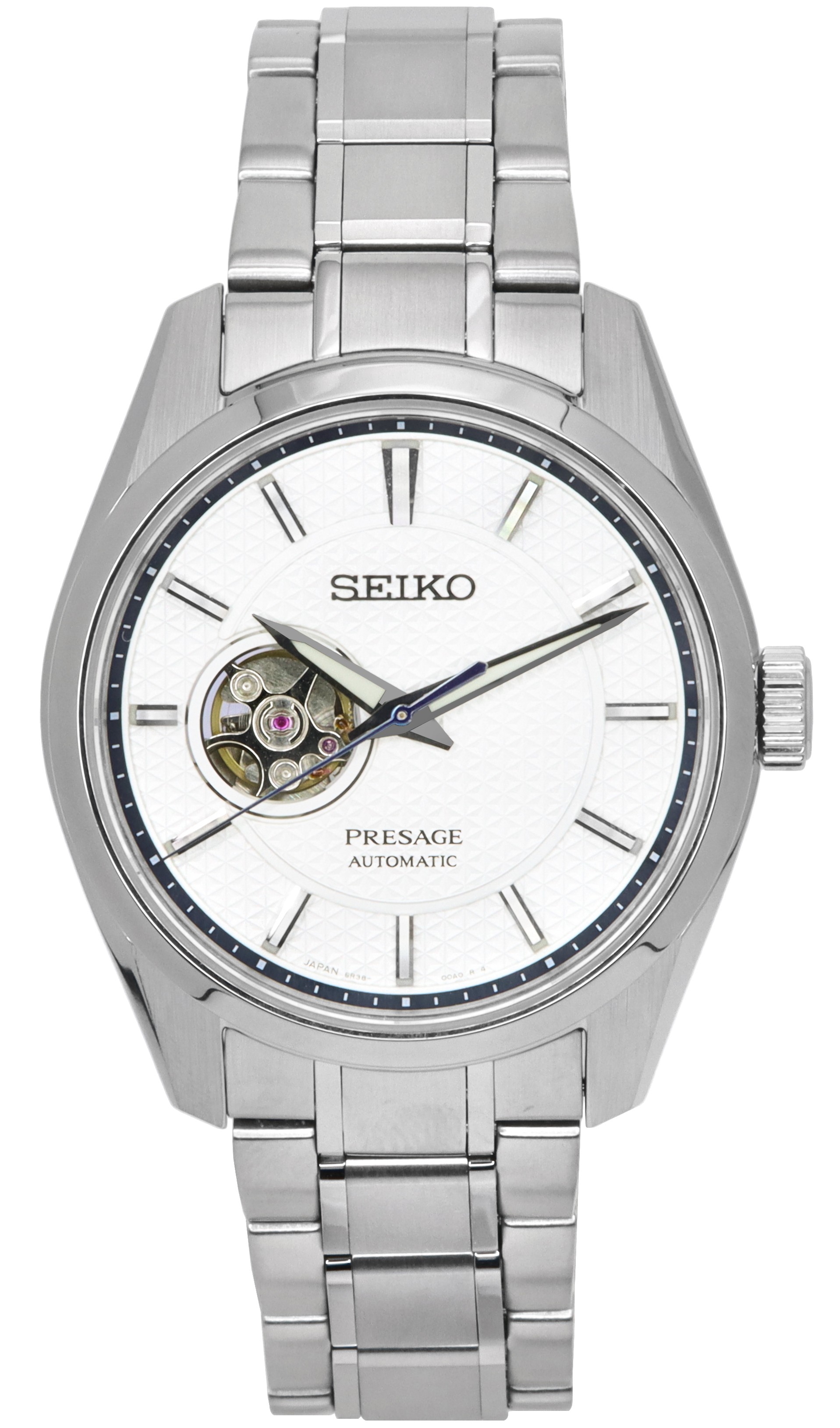 Seiko Presage Sharp Edged Open Heart White Dial Automatic SPB309 SPB309J1  SPB309J 100M Mens Watch